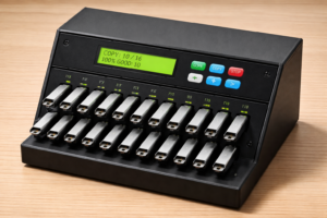 USB duplicator with drives in use