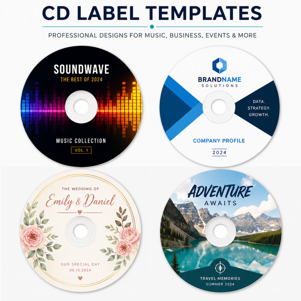 CD Label Templates, CD Duplication Templates, CD Design, Prints